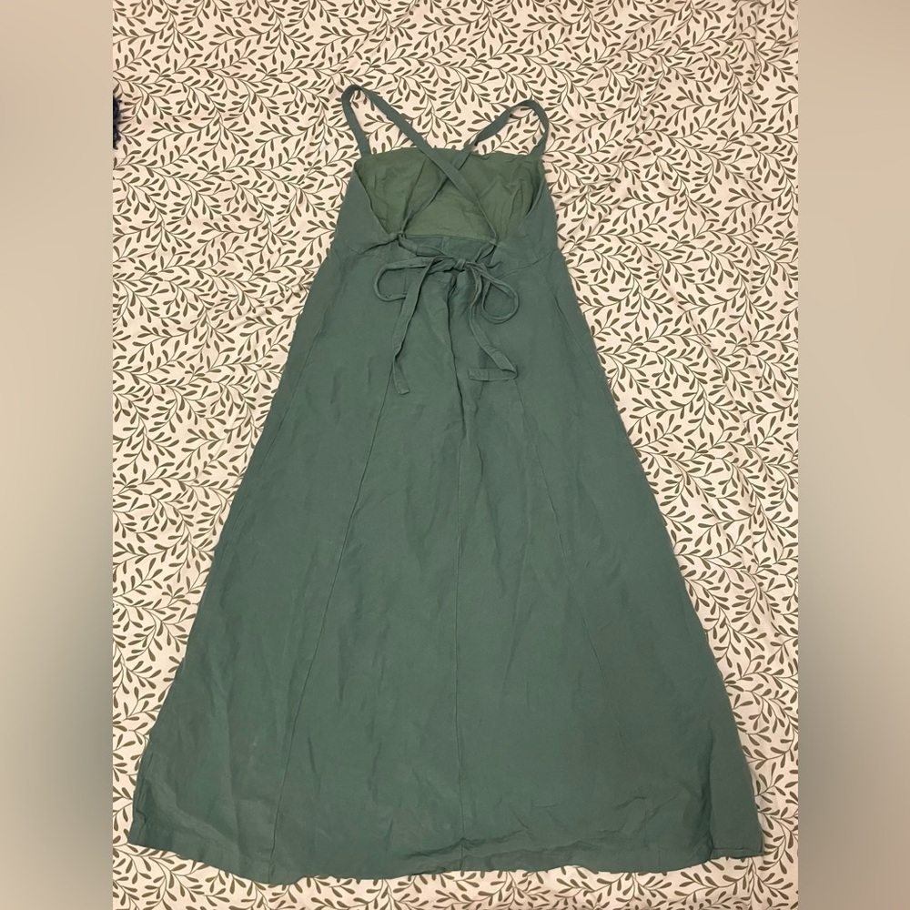 Madewell Green Linen Midi Dress, Size 2